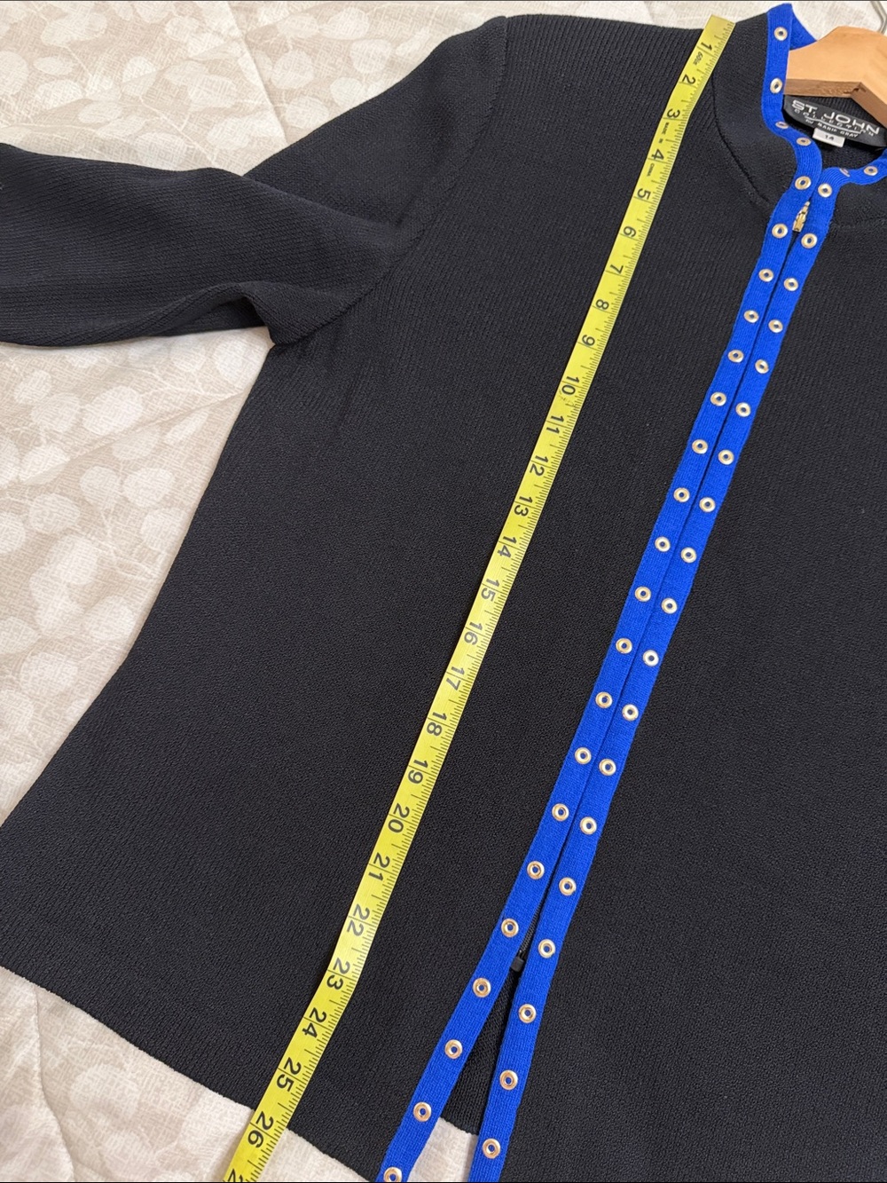 St. John Black Jacket with Royal Blue Trim - Picture 7 of 9